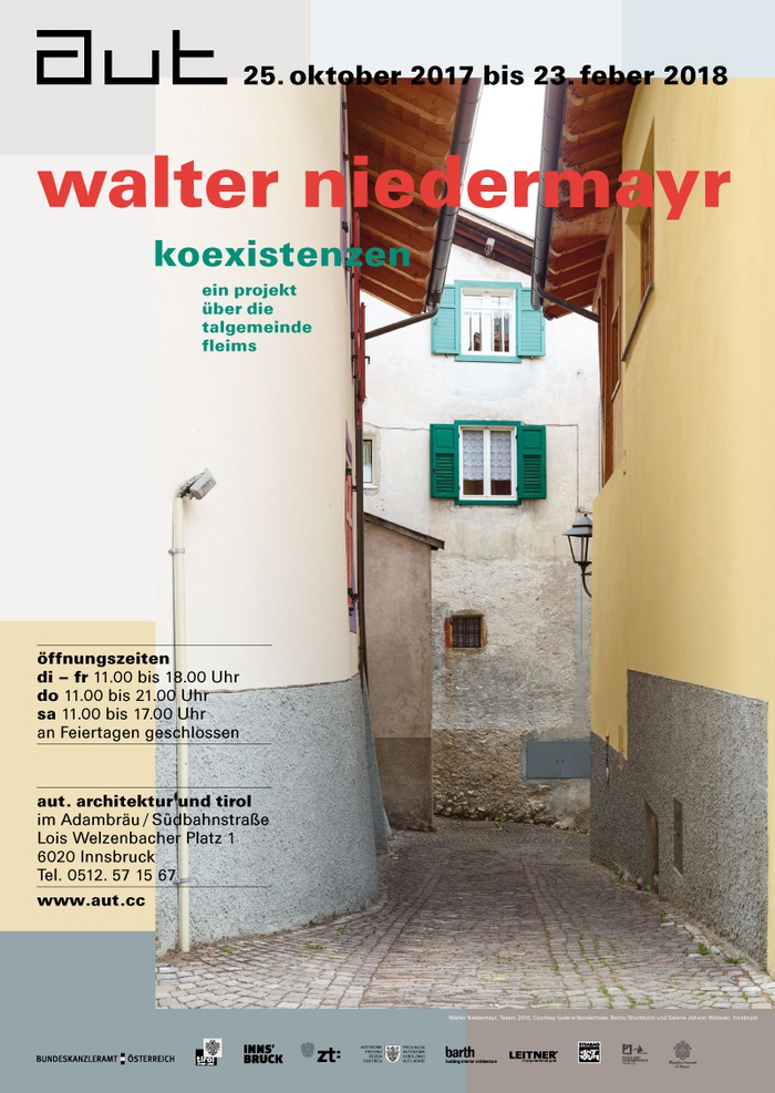 Plakat zur Ausstellung; Sujet: Walter Niedermayr, Tesero 2016