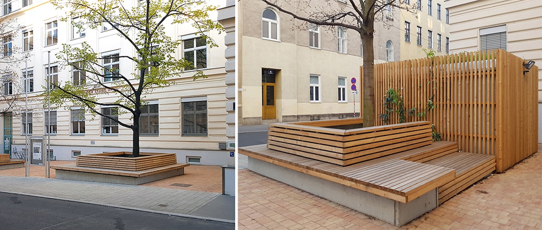 Gestaltung Schulvorplatz Neue Mittelschule Kauergasse Wien, 2019 – © Franz Denk Gestaltung Schulvorplatz Neue Mittelschule Kauergasse Wien, 2019