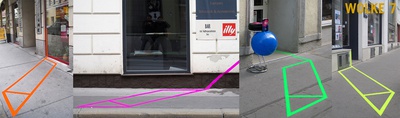 „Kunst-im-öffentlichen-Raum - Gallery Hopping“ in Wien-Neubau, 2009 (mit Bernadette Ruis) KÖR-Förderung