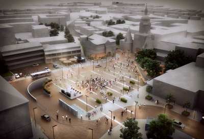 Rendering Stadtplatz – © Göbl Architektur Rendering Stadtplatz