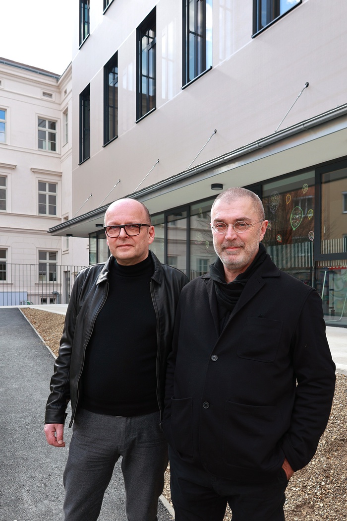 Die Architekten: Josef Ruhm (links), Franz Schartner (rechts)