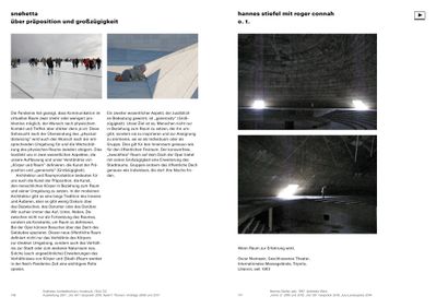 Doppelseite aus der Publikation mit den Beiträgen von Snøhetta und Hannes Stiefel mit Roger Connah