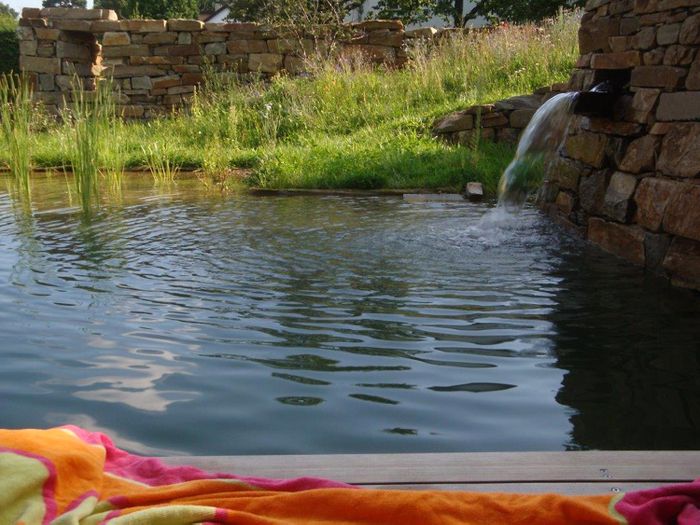 Haus W, Teich mit Terrasse