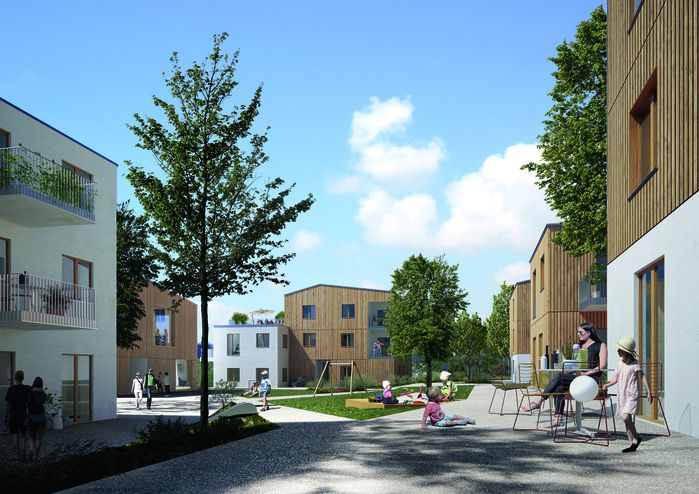 Ein Siedlungsprojekt jenseits des Üblichen: Siedlung Oberes Feld in Lans, Architektur: feld72